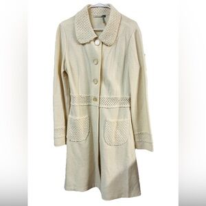 Nordstrom Classiques Entier Cream Color Large Women’s Long Knit Sweater Jacket